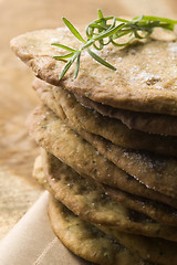 Image showing Homemade rustical crackers with rosemary