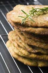Image showing Homemade rustical crackers with rosemary