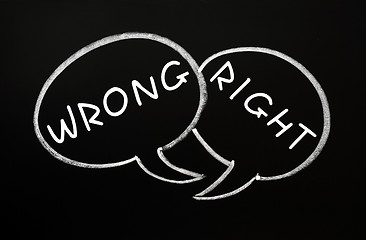 Image showing Speech bubbles for Right and Wrong