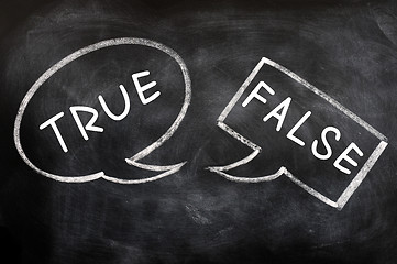 Image showing Speech bubbles for True and False