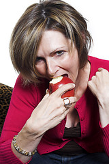 Image showing woman eating and apple