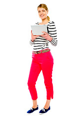 Image showing Woman holding tablet computer