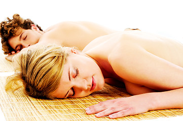 Image showing Attractive young couple on spa treatments