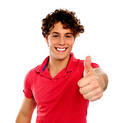 Image showing Handsome young man gesturing thumbs-up