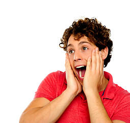 Image showing Surprised casual young boy