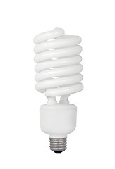 Image showing Energy saving fluorescent light bulb on white