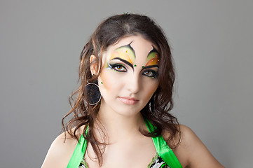 Image showing Portrait of beautiful girl with idnian make up