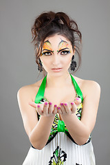 Image showing Portrait of beautiful girl with idnian make up