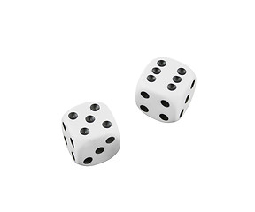 Image showing two white dices on white background