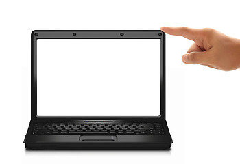 Image showing hand touches to a laptop
