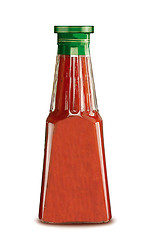 Image showing Glass bottle of ketchup isolated