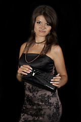 Image showing elegant fashionable woman in black dress