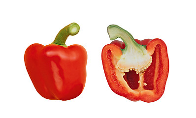 Image showing two halves of red sweet pepper