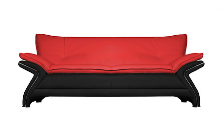 Image showing modern black and red leather sofa isolated on white background