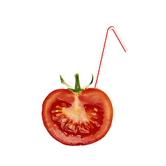 Image showing Tomato slice with cocktail stick