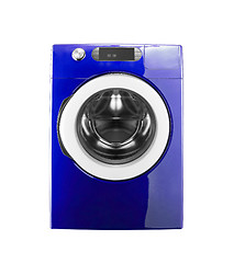 Image showing blue washing machine isolated