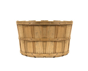 Image showing empty wooden basket isolated on white background