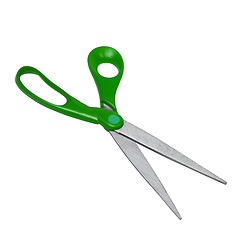 Image showing Green scissors isolated on white background