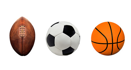 Image showing Football, Soccerball and Basketball