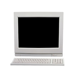 Image showing Vintage desktop computer isolated on white