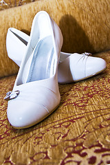 Image showing Elegant white wedding shoes