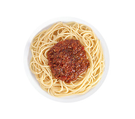 Image showing Spaghetti a la Bolognese in the white plate isolated