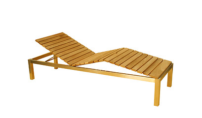 Image showing Wooden deck chair isolated