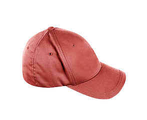 Image showing red basebll cap shot on white background