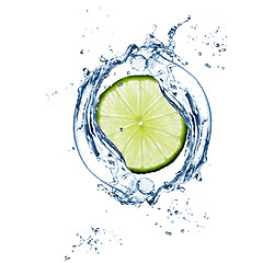 Image showing Slice of  lime in water splash - excellent quality