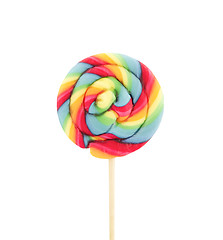 Image showing Colorful spiral lollipop isolated on white