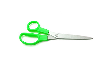 Image showing Green scissors isolated on a white background
