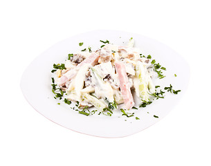 Image showing salad with meat on plate