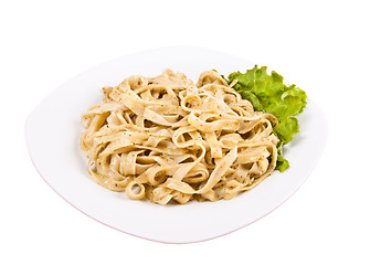 Image showing Tagliatelle pasta with pesto