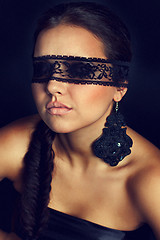 Image showing Fashion portrait of the young woman blindfold