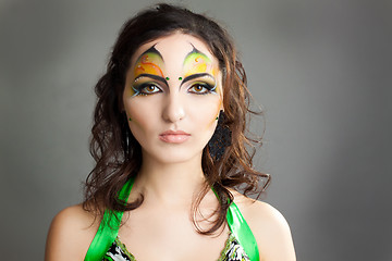 Image showing Portrait of beautiful girl with idnian make up