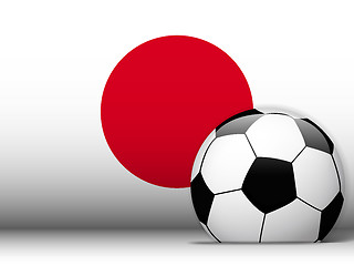 Image showing Japan Soccer Ball with Flag Background