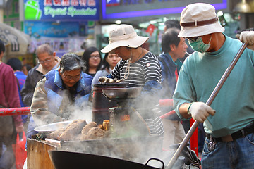 Image showing Sweet potatoes hawker in Hong Kong