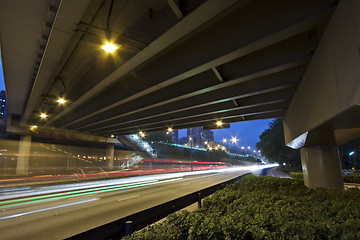 Image showing Traffic in Hong Kong at night