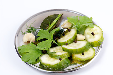 Image showing Slices of Pickled cucumbers