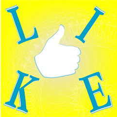 Image showing Like hand on yellow background