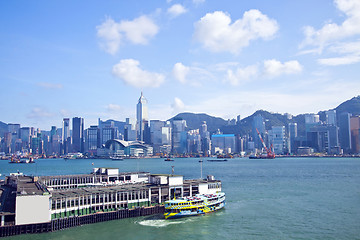 Image showing Hong Kong skyline along the seashore