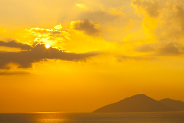 Image showing  Sunset over the ocean in Hong Kong