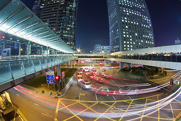 Image showing Traffic in downtown of a modern city at night