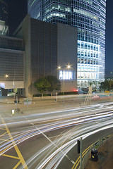 Image showing Busy traffic in city at night