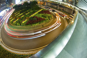 Image showing Roundabout traffic in downtown of Hong Kong