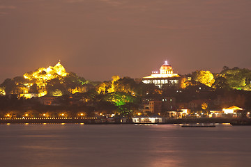 Image showing Gulangyu Island at sunset from Xiamen downtown