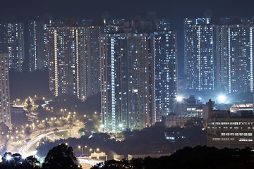 Image showing Hong Kong apartment blocks at night