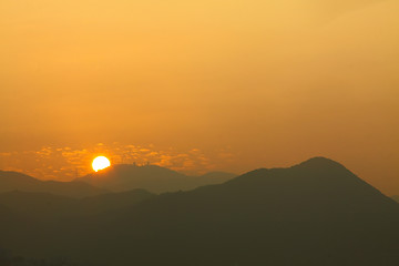 Image showing Mountain ridges under sunset