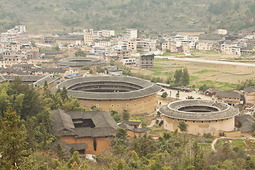 Image showing Tulou view from the top in Fujian, China