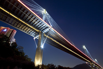 Image showing Ting Kau Bridge in Hong Kong at night